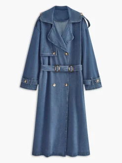 Cotton Belted Denim Trench Coat