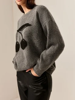 Cotton Blends Cherry Printed Pullover Sweater