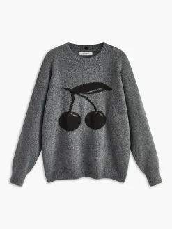 Cotton Blends Cherry Printed Pullover Sweater