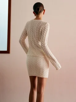 Cotton Blends Hollow Skirt Set