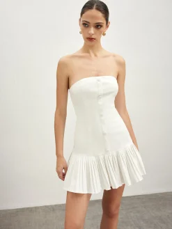 Cotton Blends Pleated Bubble Tube Dress