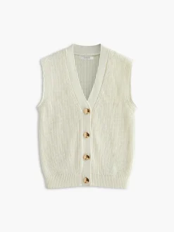 Cotton Blends Ribbed Sweater Vest