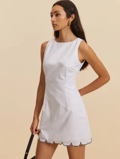 Cotton Contrast Hem Short Dress