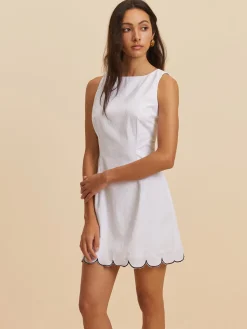 Cotton Contrast Hem Short Dress