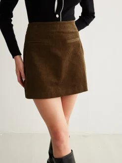 Cotton Corduroy A-Line Skirt