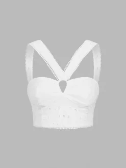 Cotton Eyelet Zippered Crop Top