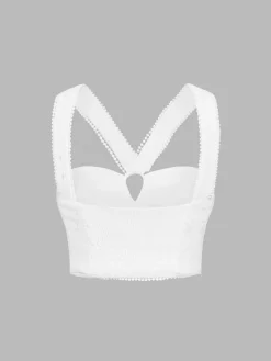 Cotton Eyelet Zippered Crop Top