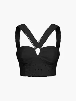Cotton Eyelet Zippered Crop Top