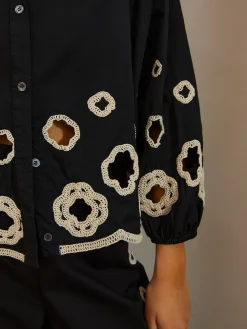 Cotton Hollow Embroidered Blouse
