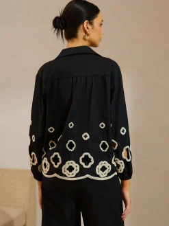 Cotton Hollow Embroidered Blouse