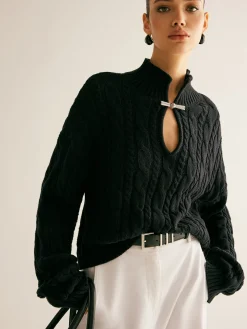 Cotton Keyhole Neckline Knit Top