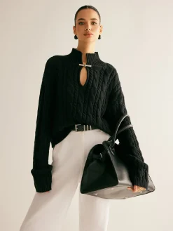 Cotton Keyhole Neckline Knit Top
