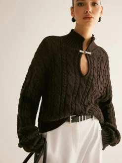 Cotton Keyhole Neckline Knit Top