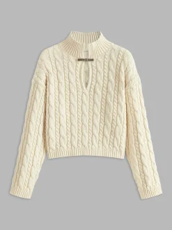 Cotton Keyhole Neckline Knit Top