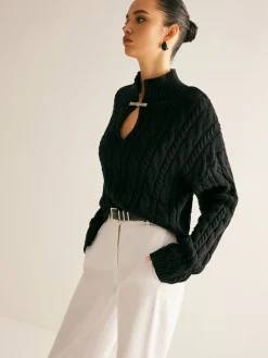 Cotton Keyhole Neckline Knit Top