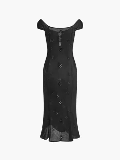 Cotton Keyhole Neckline Midi Dress