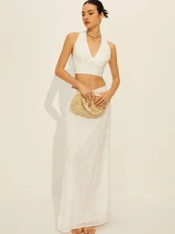 Cotton Knotted Backless Skirt Set