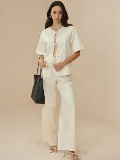 Cotton Lace Up Cozy Pants Set
