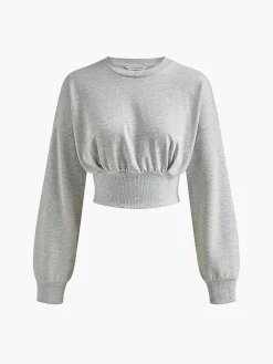 Cotton Pleated Corset Sweatshirt