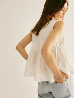 Cotton Ruffle Pleated Tie Front Blouse