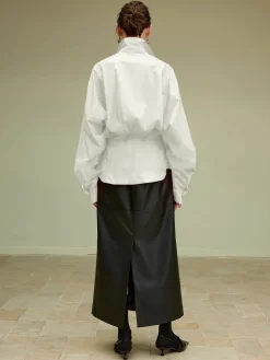 Cotton Side Pleated Polo Shirt