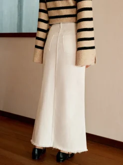 Cotton Split Tassel Denim Skirt