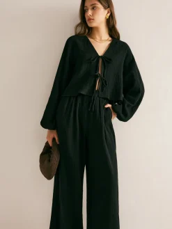 Cotton Tie Front Cozy Pants Set