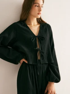 Cotton Tie Front Cozy Pants Set
