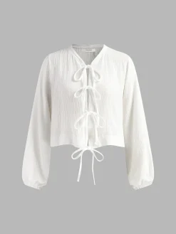 Cotton Tie Front Pants Set