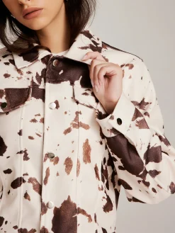 Cow Printed Tweed Short Jacket