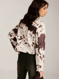 Cow Printed Tweed Short Jacket