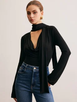 Cowl Neck Ribbon T-Shirt