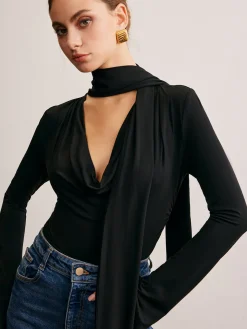Cowl Neck Ribbon T-Shirt