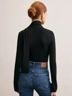 Cowl Neck Ribbon T-Shirt