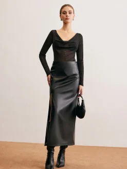 Cowl Neck Sequins Thin Blouse