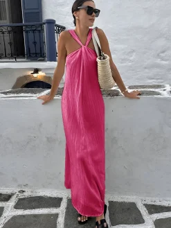 Creamy Halter Long Dress