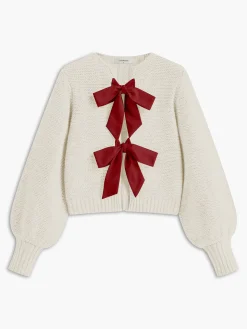 Crew Neck Bow Knit Top