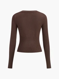 Crew Neck Breasted Cardigan