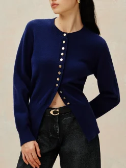 Crew Neck Breasted Jersey Cardigan