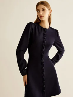 Crew Neck Breasted Slim Dress