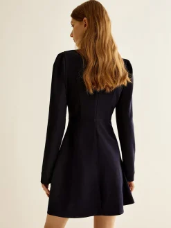 Crew Neck Breasted Slim Dress