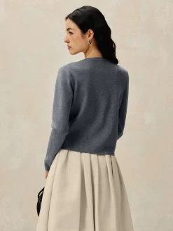 Crew Neck Button Knit Cardigan
