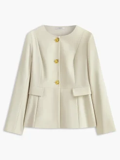 Crew Neck Camellia-Button Blazer