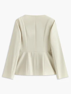 Crew Neck Camellia-Button Blazer