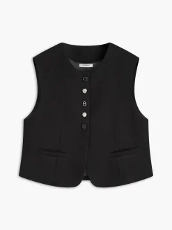 Crew Neck Irregular-Button Vest
