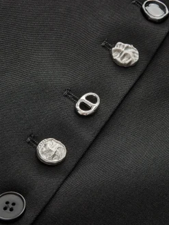 Crew Neck Irregular-Button Vest