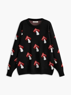 Crew Neck Jacquard Pullover Sweater