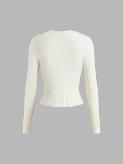 Crew Neck Long Sleeve Cardigan