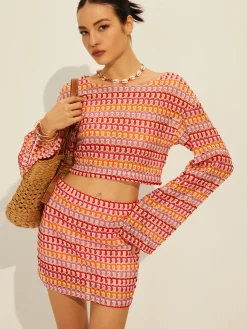 Crew Neck Long Sleeve Skirt Set
