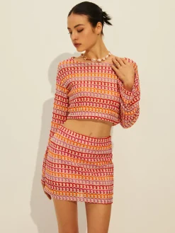 Crew Neck Long Sleeve Skirt Set